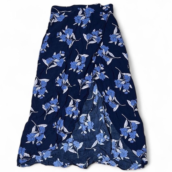 Express Blue Floral Wrap Skirt - Picture 1 of 6